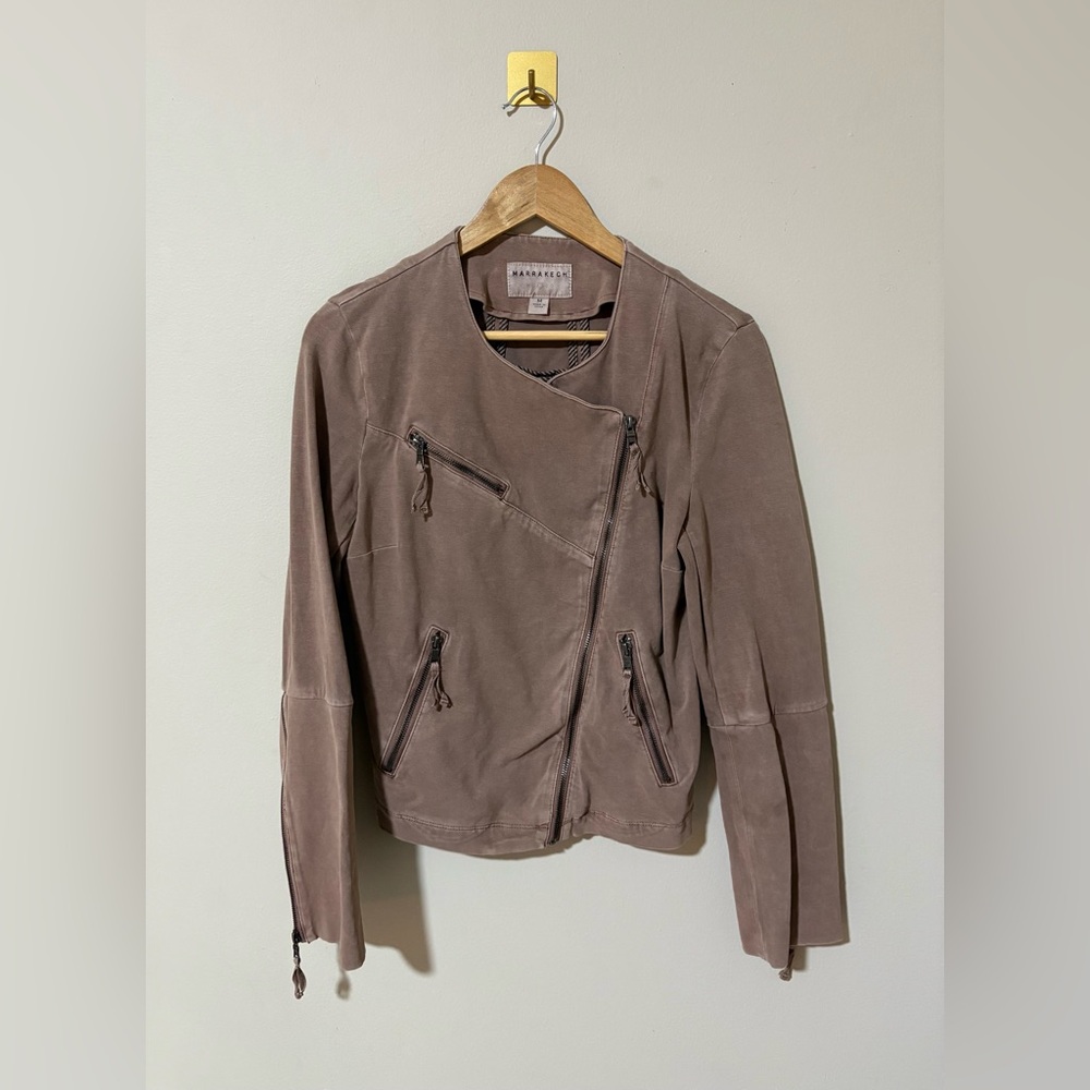 Women’s Medium Marrakech Light Brown Latte Cotton Blend Mollie Moto‎ Jacket